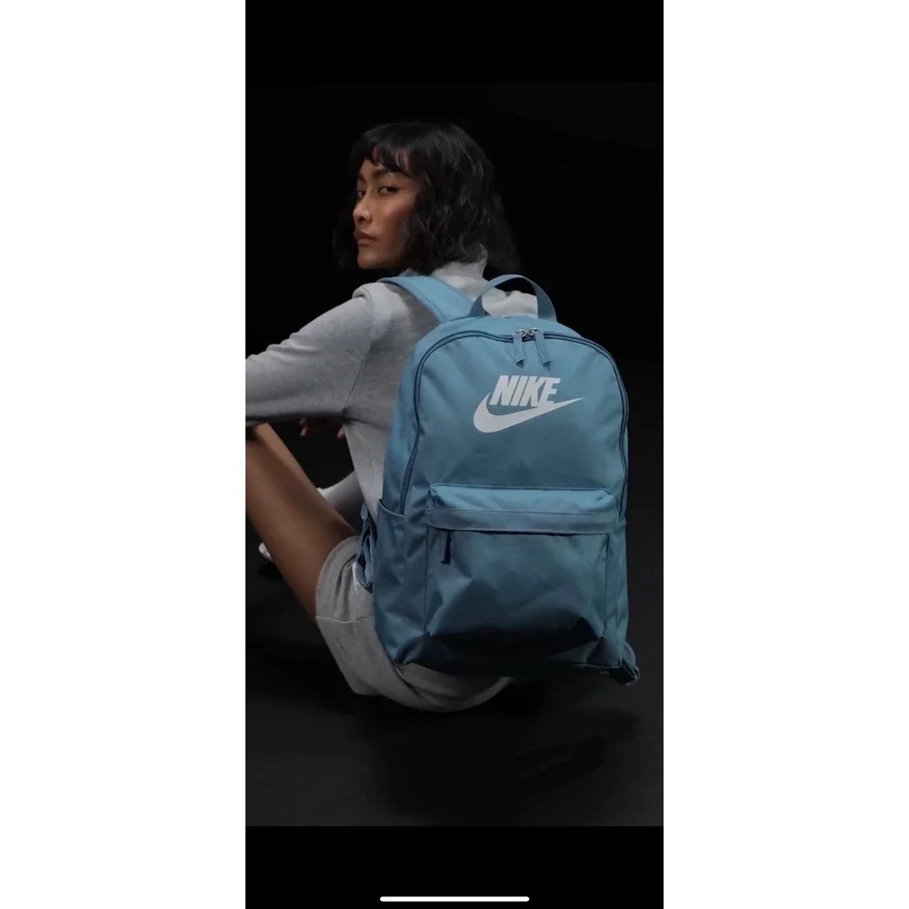Nike Heritage Backpack Unisex One Size Teal Blue Futura Logo School Bag